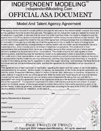Model and talent agency ASA Anti Scam Agreement Page 2